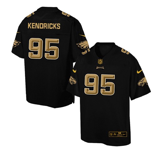 Men's Elite Mychal Kendricks Nike Jersey Black - #95 Pro Line Gold Collection NFL Philadelphia Eagles